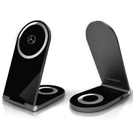 Mercedes Silver Stars MagSafe összecsukható 2in1 15W induktív töltő - fekete - 1
