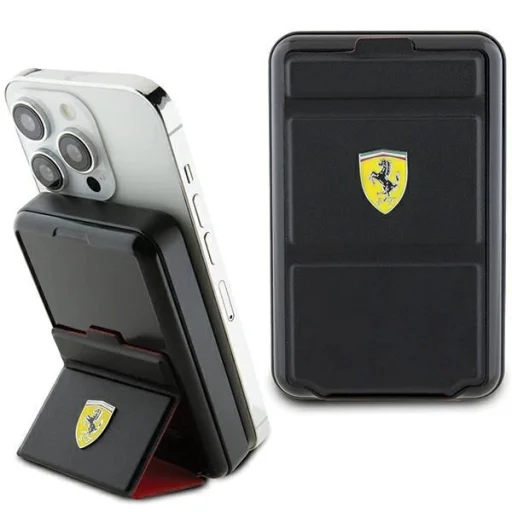 Powerbank Ferrari Metal Logo MagSafe induction 15W 10000 mAh állvány funkcióval - fekete - 1