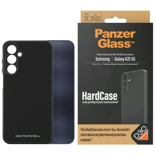 PanzerGlass HardCase D3O® Bio és katonai minősítéssel Samsung Galaxy A25 5G - Átlátszó és Fekete tok - 1