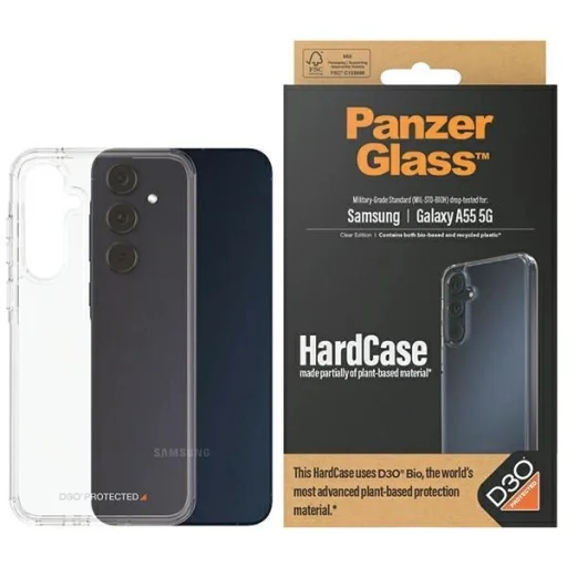 PanzerGlass HardCase D3O® Bio és katonai minősítésű tok Samsung Galaxy A55 5G - átlátszó - 1