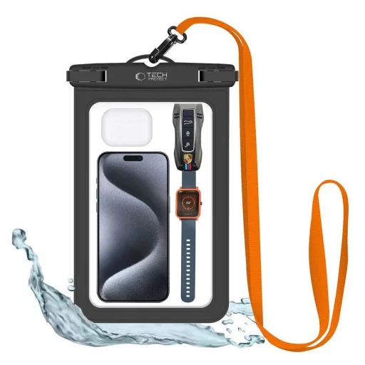 Tech-Protect Waterproof UWC9 tok, vízálló 8,9" méretű eszközökhöz - fekete és narancs - 1