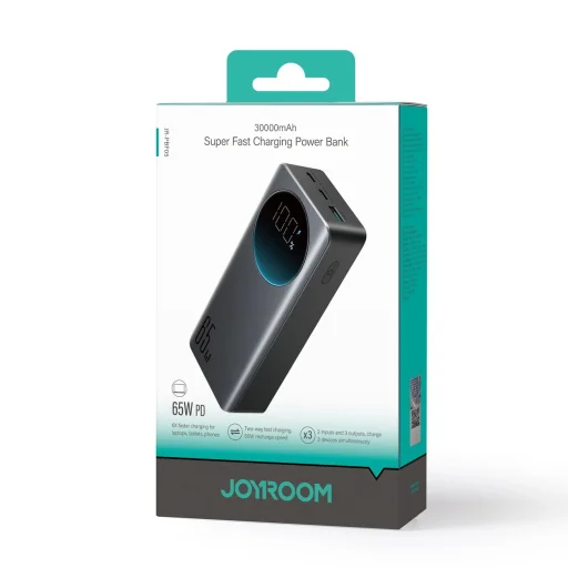 Joyroom 30000mAh 65W power bank digitális kijelzővel (JR-PBF05) - fekete - 2