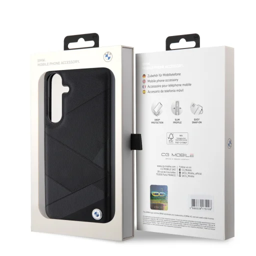 BMW Signature bőrtok fém logóval Samsung Galaxy S24+ fekete tok - 6