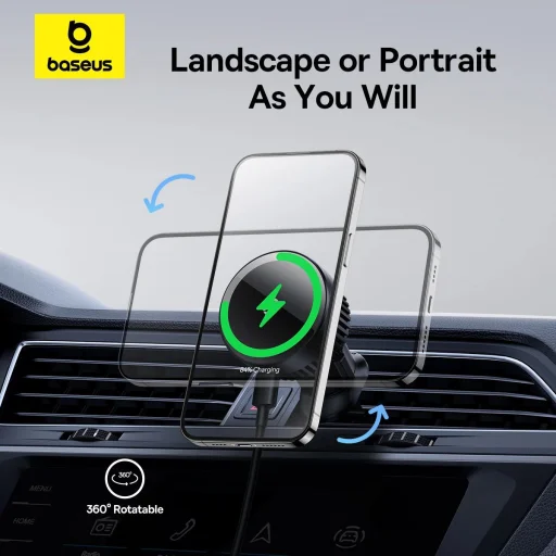 Baseus MagPro Series autós tartó 15W induktív töltővel szellőzőre - fekete - 17