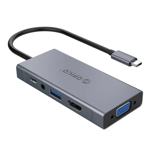 Orico hub adapter 5 az 1-ben HDMI 4K + USB 3.0 + VGA + AUX + USB-C PD 60W - 1