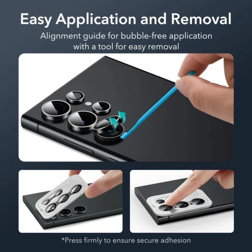 ESR kamera lencsevédő Samsung Galaxy S24 Ultra számára - Fekete - 8