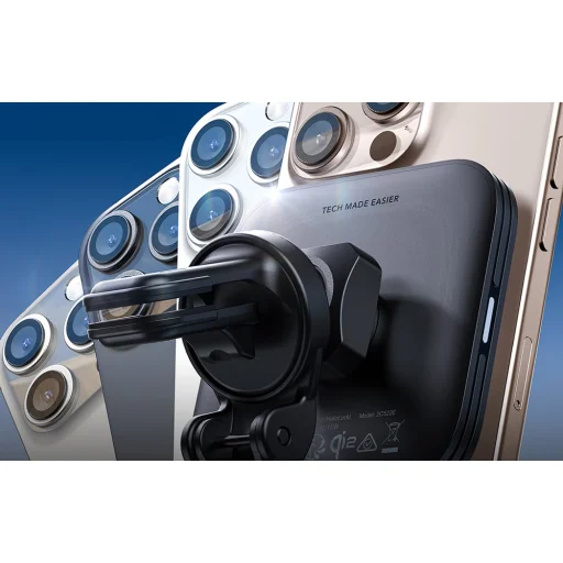 ESR Halolock Magnetic QI2 autós telefontartó MagSafe 15W induktív töltővel a légbeömlőhöz - fekete - 9