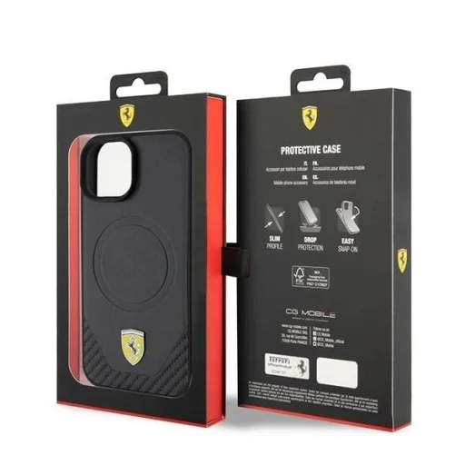 Ferrari FEHMP15SPTEK iPhone 15 6.1" fekete/fekete kemény tok Carbon Metal Logo MagSafe tok - 8