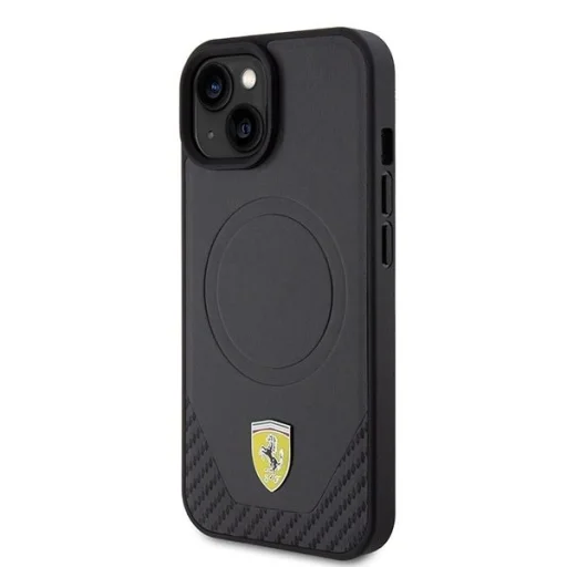 Ferrari FEHMP15SPTEK iPhone 15 6.1" fekete/fekete kemény tok Carbon Metal Logo MagSafe tok - 2