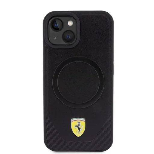Ferrari FEHMP15SPTEK iPhone 15 6.1" fekete/fekete kemény tok Carbon Metal Logo MagSafe tok - 3