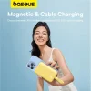 Baseus Magnetic Mini MagSafe 10000mAh 20W powerbank beépített Lightning kábellel - sárga + Baseus Simple Series USB-C - USB-C 60W 0.3m kábel thumbnail