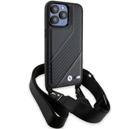  iPhone 15 Pro fekete BMW M Edition Carbon Stripe & Strap tok - 3