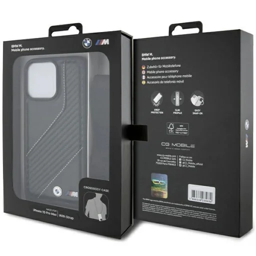  iPhone 15 Pro fekete BMW M Edition Carbon Stripe & Strap tok - 7