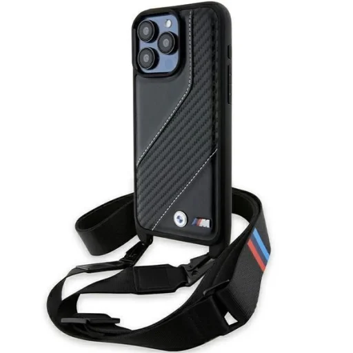 iPhone 15 Pro fekete BMW M Edition Carbon Stripe & Strap tok - 1