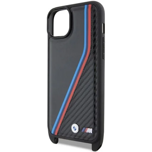  iPhone 15 Plus / 14 Plus fekete BMW M Edition Carbon Tricolor Lines & Strap tok - 5
