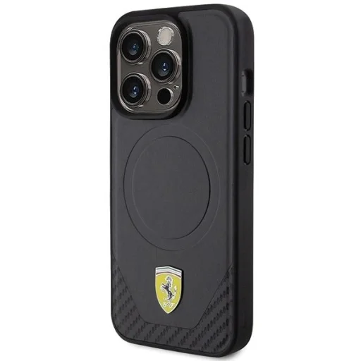 Ferrari Carbon Metal Logo MagSafe tok iPhone 15 Pro-hoz - fekete - 2