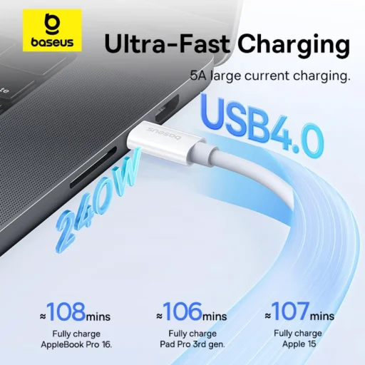 Baseus Superior 2 100W 2m USB-C - USB-C gyors töltő kábel (fehér) - 8