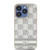 DKNY PU bőr kockás és csíkos tok iPhone 14 Pro Max-hoz Bézs thumbnail