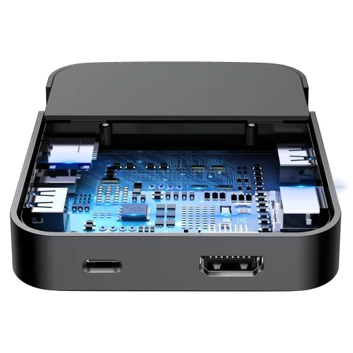 Baseus Mate Dokkoló állomás, Huawei és Samsung okostelefonokhoz, HUB USB-C, 15 W (fekete) - 6