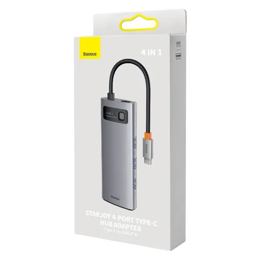 Baseus Metal Gleam Series 4 az 1-ben multifunkciós Type-C hub, USB-C - 4x USB 3.0 - 6