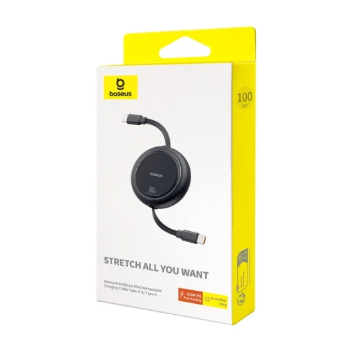 Baseus Free2Draw USB-C - USB-C kábel, PD, 100 W, 1 m (fekete) - 8