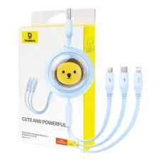 Baseus 3-1 töltőkábel USB - USB-C, USB-M, Lightning, 3,5A, 1,1m (kék)