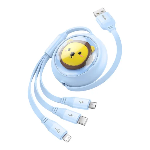 Baseus 3-1 töltőkábel USB - USB-C, USB-M, Lightning, 3,5A, 1,1m (kék) - 3