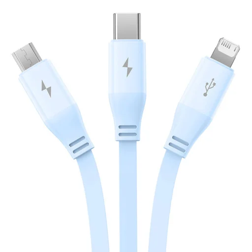 Baseus 3-1 töltőkábel USB - USB-C, USB-M, Lightning, 3,5A, 1,1m (kék) - 7