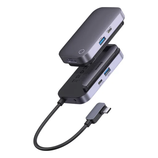 Baseus PadJoy 4 az 1-ben hub, USB-C - USB 3.0 + HDMI + USB-C PD + mini jack 3,5 mm (szürke) - 4
