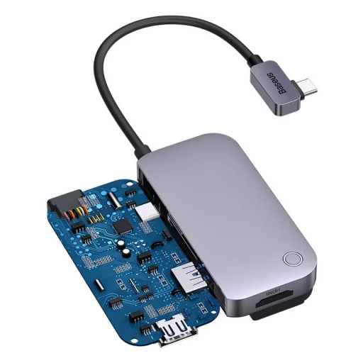 Baseus PadJoy 4 az 1-ben hub, USB-C - USB 3.0 + HDMI + USB-C PD + mini jack 3,5 mm (szürke) - 5