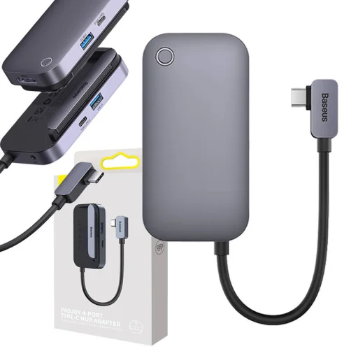 Baseus PadJoy 4 az 1-ben hub, USB-C - USB 3.0 + HDMI + USB-C PD + mini jack 3,5 mm (szürke) - 1