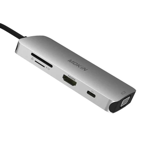 MOKiN 8in1 USB-C Adapter 3x USB 3.0 + HDMI + USB-C + VGA + SD kártyaolvasó + Micro SD kártyaolvasó (ezüst) - 2