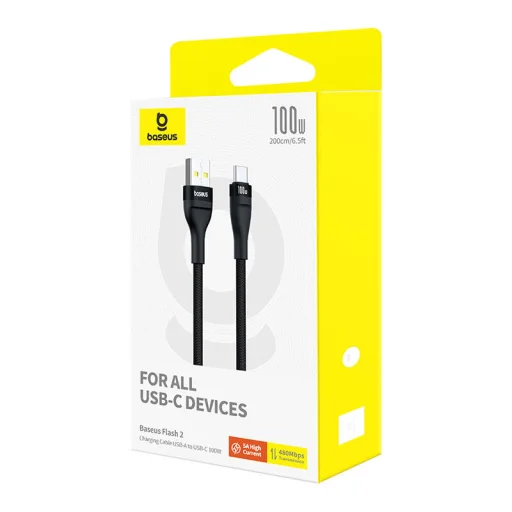Baseus Flash 2 USB-A - USB-C 100W kábel, 2m (fekete) - 6