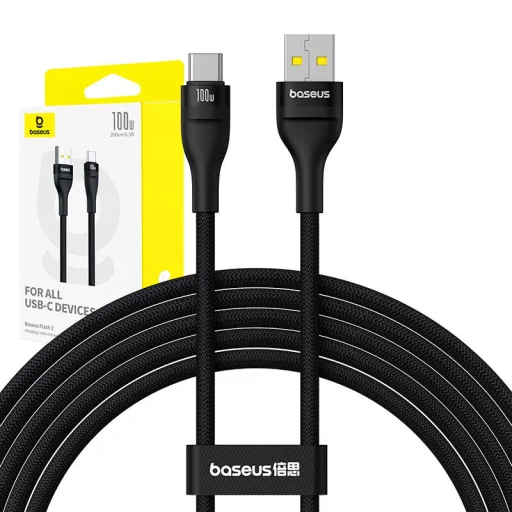 Baseus Flash 2 USB-A - USB-C 100W kábel, 2m (fekete) - 8