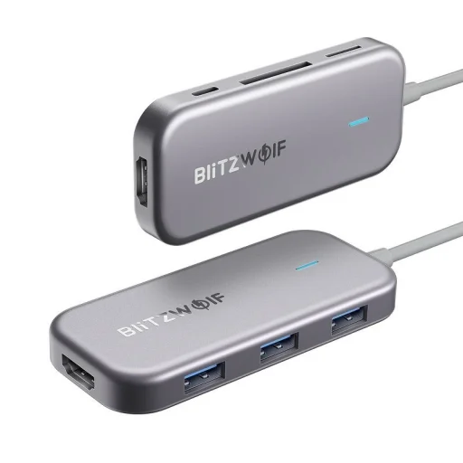 Adapter 7 az 1-ben Blitzwolf BW-TH5 USB-C hub 3xUSB 3.0-hoz, HDMI, USB-C PD, SD, microSD - 1