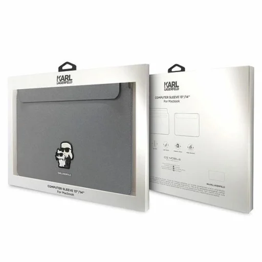 Karl Lagerfeld Saffiano Karl&Choupette tok 14 hüvelykes laptophoz - ezüst - 4