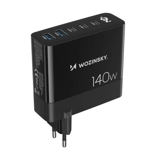Wozinsky CGWCB 140W GaN fali töltő 3 x USB-C / 2 x USB-A - fekete - 2