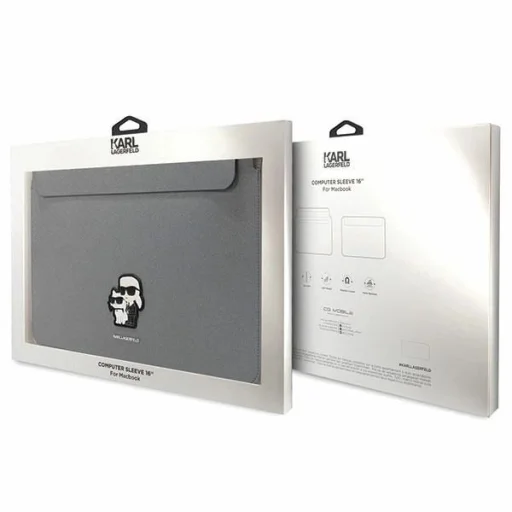 Karl Lagerfeld Saffiano Karl&Choupette laptop táska 16" - ezüst - 4