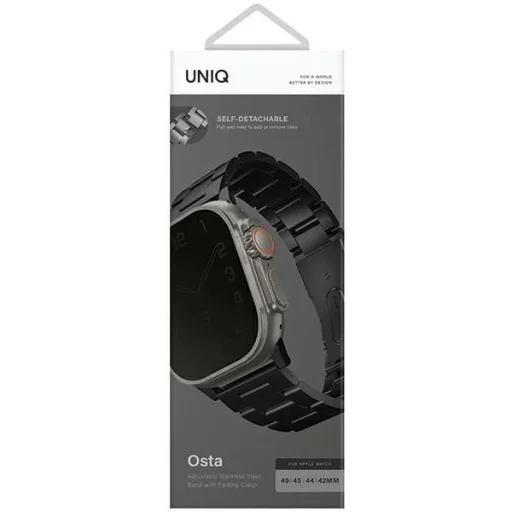 Uniq Osta Rozsdamentes Acélszíj Apple Watch 1/2/3/4/5/6/7/8/SE/SE2/Ultra 42/44/45/49mm - Fekete - 5