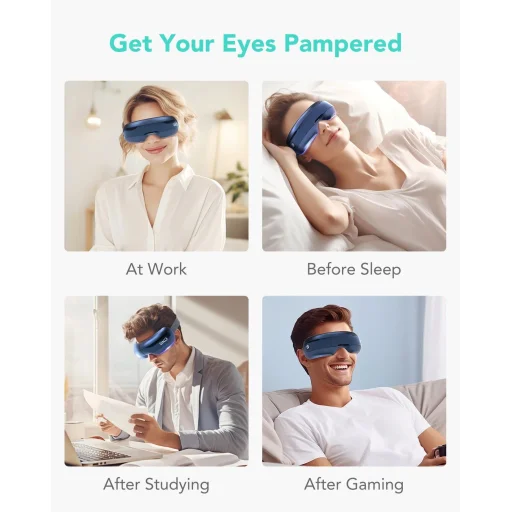 SKG E3 Pro szem- és halántékmasszírozó betekintő ablakkal - kék - 12