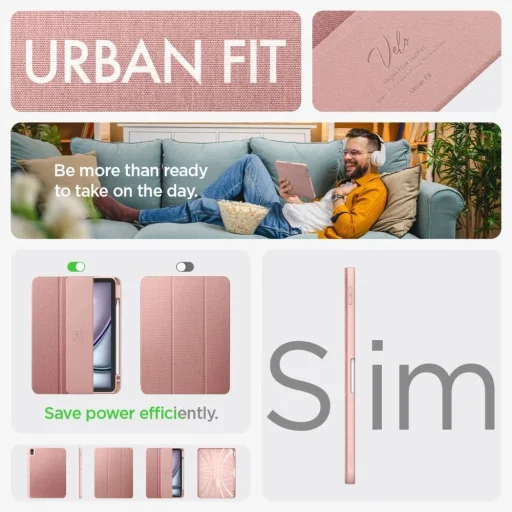 Spigen Urban Fit tok Apple iPad Air 10.9'' 4/5 2020-2022 / 11.6'' 2024 - rózsaszín - 17