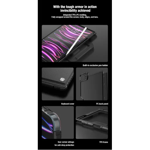 Nillkin Bumper GO billentyűzetes tok (Háttérvilágított verzió) iPad Pro 12.9 2020/2021/2022/Air 13 2024 Fekete - 9