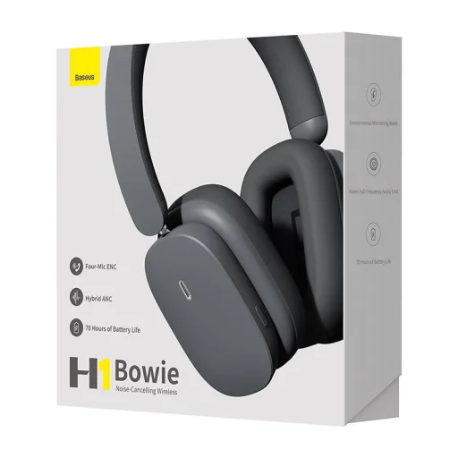 Baseus Bowie H1 Bluetooth 5.2 fejhallgató, ANC (szürke) - 5