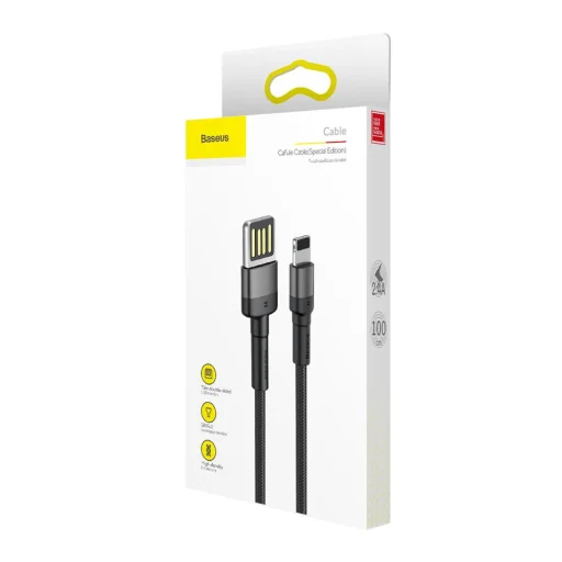 Baseus Cafule 2,4A 1 m-es Lightning USB-kábel (kétoldalas) (szürke-fekete) - 6