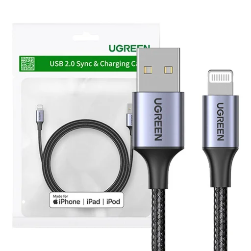 UGREEN US199 Lightning - USB kábel, 2,4A, 1 m (fekete) - 1