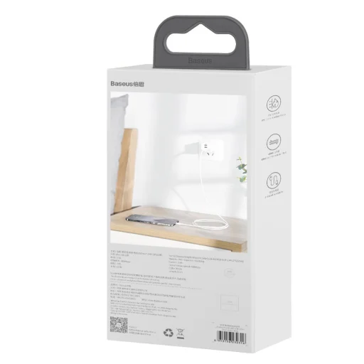 Baseus Simple Wisdom USB-Lightning kábel, 2.4A, 1.5m, 2db (fehér) - 9