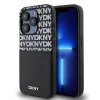DKNY PU bőrmintás kártyazsebes tok iPhone 14 Pro Max Fekete