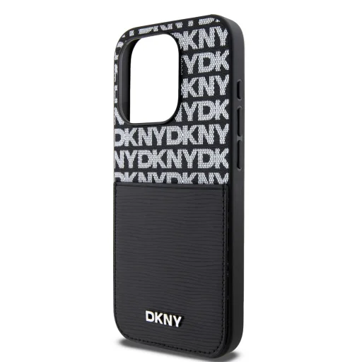 DKNY PU bőr ismétlődő mintás kártyatartó iPhone 15 Pro Max tok fekete - 4