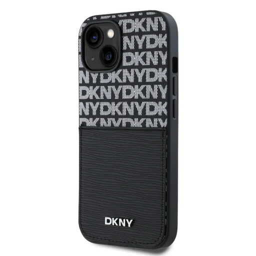 DKNY PU bőrből készült ismétlődő mintás kártyatartó tok iPhone 14-hez, fekete - 3