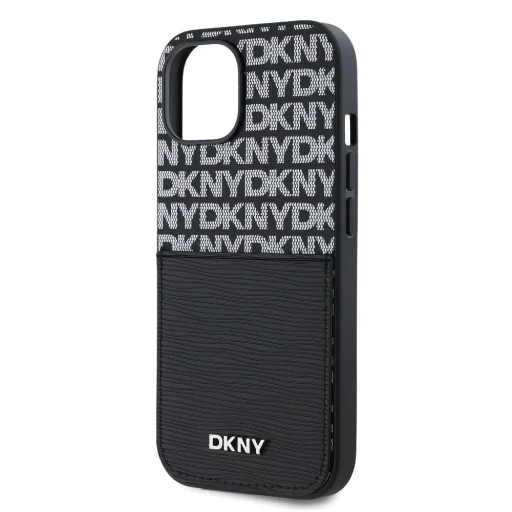 DKNY PU bőrből készült ismétlődő mintás kártyatartó tok iPhone 14-hez, fekete - 4